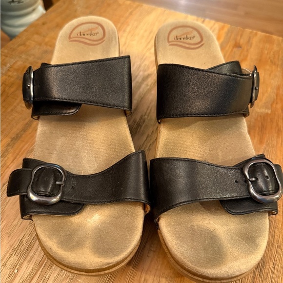 Dansko Black Leather Sandals - Picture 1 of 6